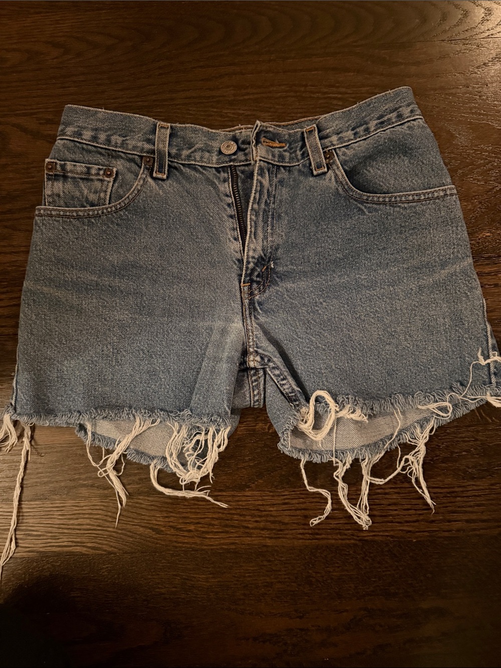 Levi's Light Blue Distressed Cutoff Jean Shorts
